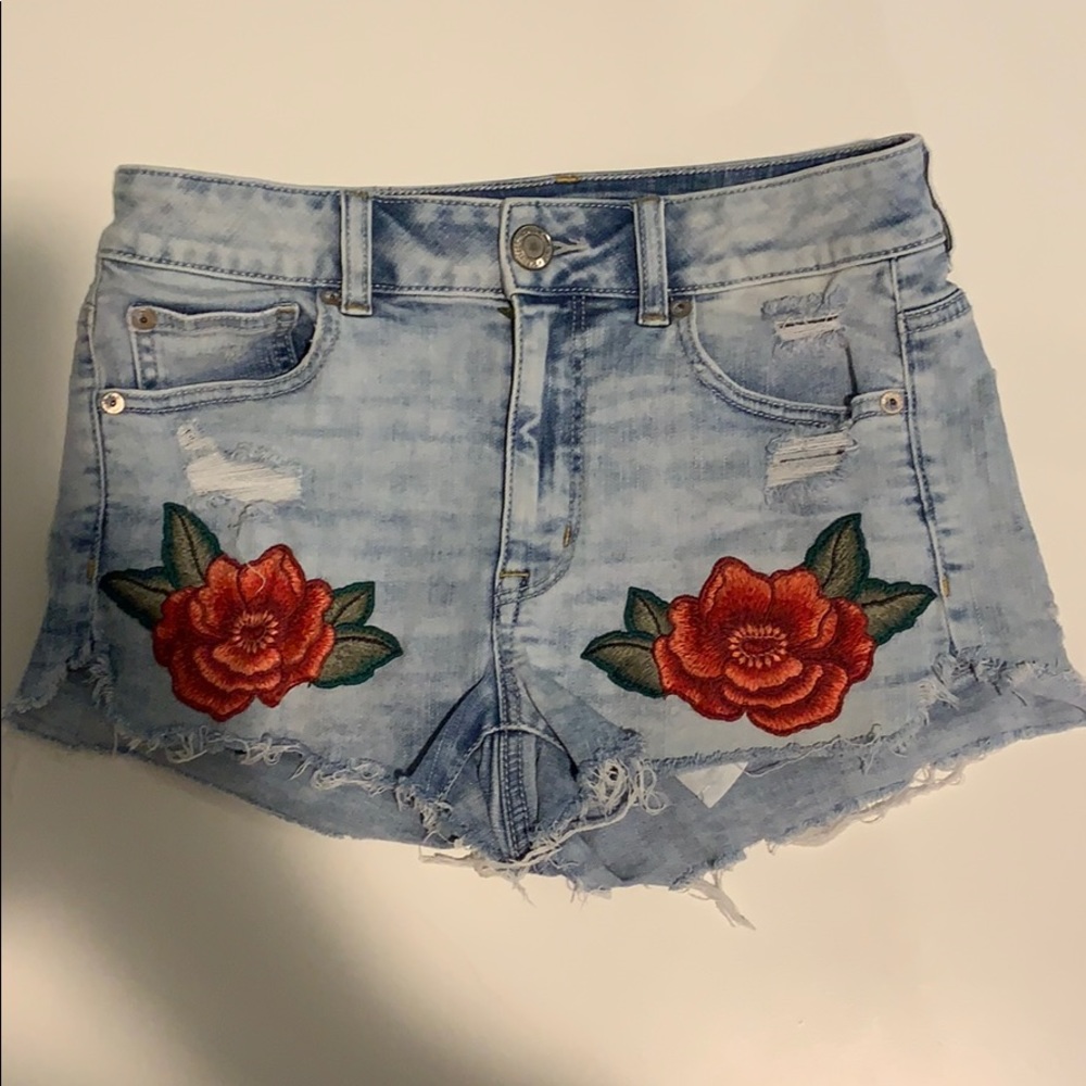 American eagle rose jean shorts